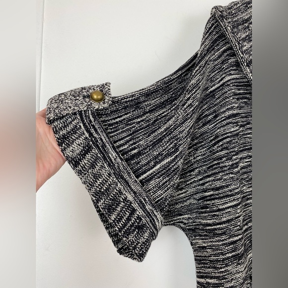 Plenty By Tracy Reese Sz Medium Women’s Black White Short Sleeve Hooded Sweater - Picture 4 of 8